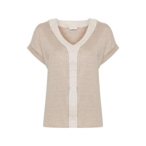 Kralen Panel T-shirt Le Tricot Perugia , Beige , Dames