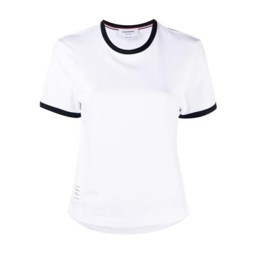 Wit Katoenen T-shirt met Handtekening Details Thom Browne , White , Da...