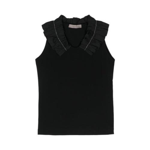 Zwart Ruffle Tank Top D.Exterior , Black , Dames