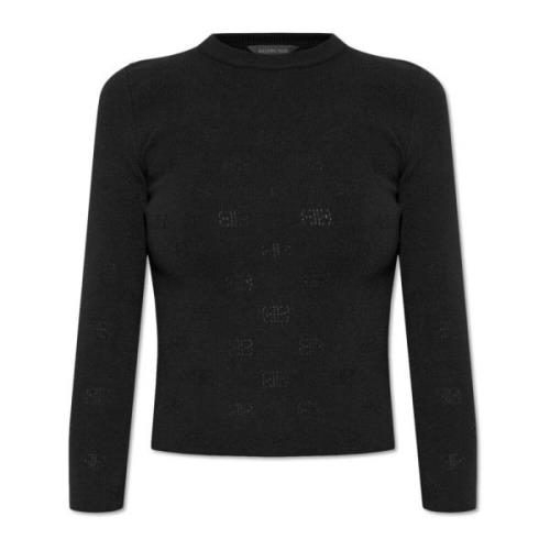 Wol Top Balenciaga , Black , Dames