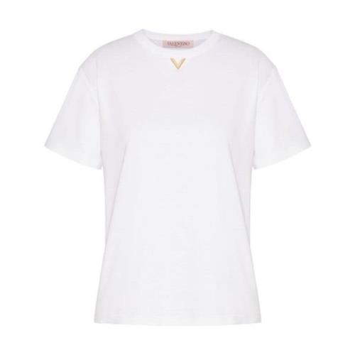 Witte T-shirts en Polos met VGold Detail Valentino , White , Dames