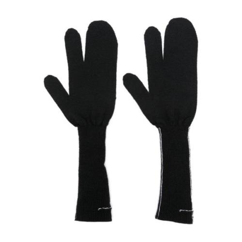 Zwarte Gebreide Hybride Handschoenen Mof Stijl MM6 Maison Margiela , B...