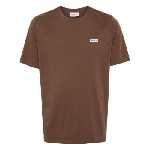 Bruine T-shirts en Polos met Logo Patch Autry , Brown , Heren