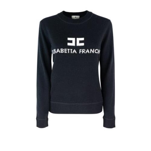 Cashmere Crewneck Sweater Zwart Elisabetta Franchi , Black , Dames