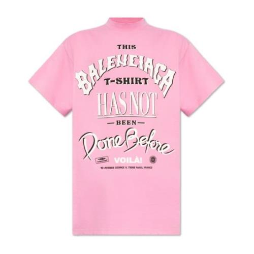 T-shirt met logo Balenciaga , Pink , Heren