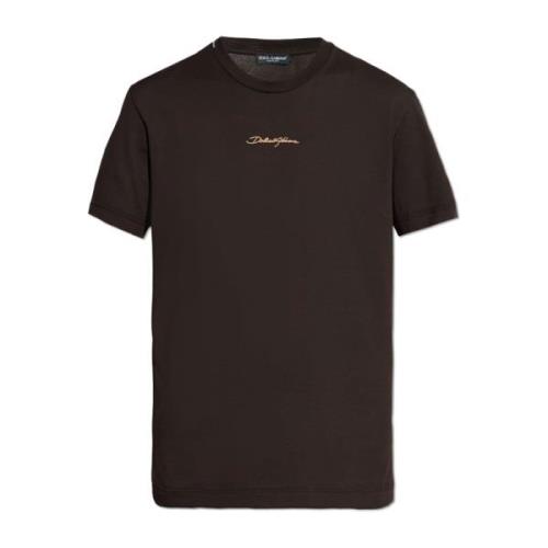 Katoenen t-shirt Dolce & Gabbana , Brown , Heren