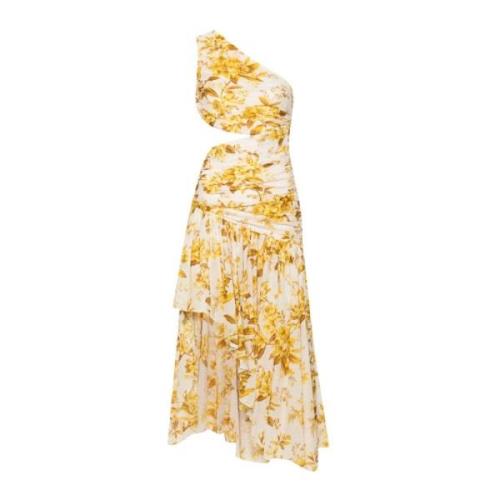 Bloemenprint Asymmetrische Maxi Jurk Zimmermann , Yellow , Dames