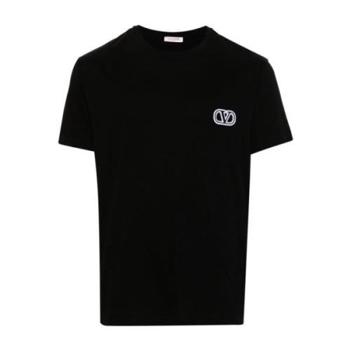 Zwart T-shirt met VLogo-patch Valentino , Black , Heren