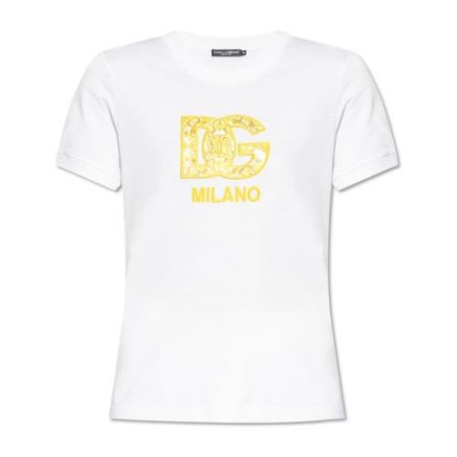 T-shirt met logo Dolce & Gabbana , White , Dames