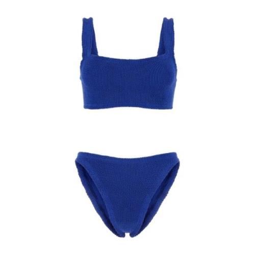 Elektrisch blauwe stretch nylon bikini Hunza G , Blue , Dames