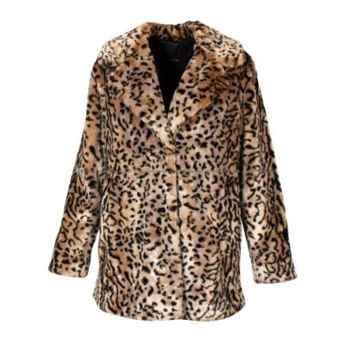 Dierenprint Korte Jas Twinset , Brown , Dames