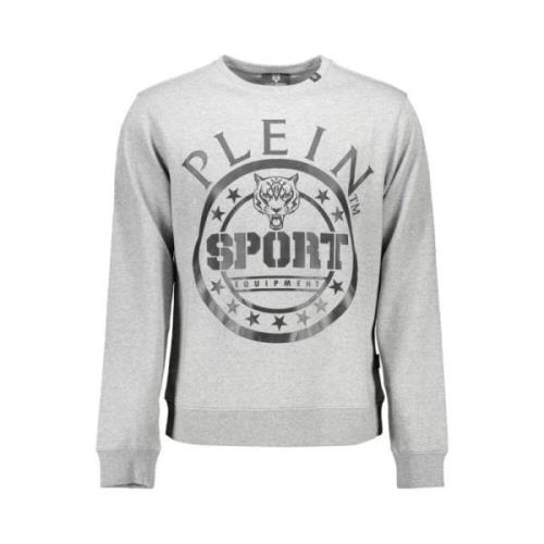 Grijze Katoenen Trui met Print Plein Sport , Gray , Heren