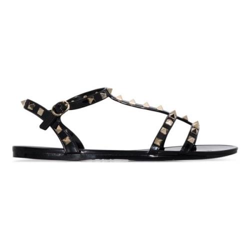 Zwarte Sandalen met Studs en Verstelbare Bandjes Valentino Garavani , ...