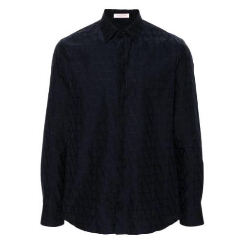 Blauw Iconographe Jacquard Patroon Overhemd Valentino Garavani , Blue ...