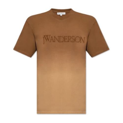 T-shirt met geborduurd logo JW Anderson , Brown , Heren