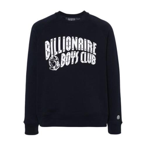 Blauwe Crew Neck Sweater met Logo Patch Billionaire , Blue , Heren