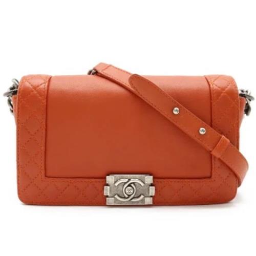 Pre-owned Leather shoulder-bags Chanel Vintage , Orange , Dames