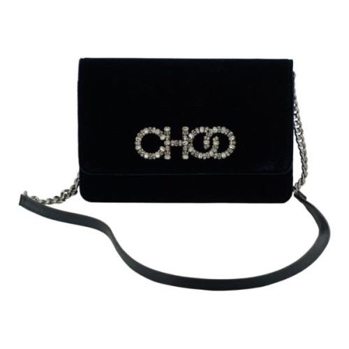 Navy Satijnen Leren Crossbody Tas Jimmy Choo , Black , Dames