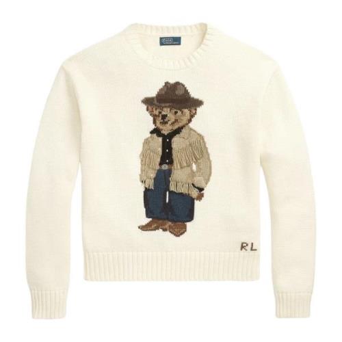 Gebreide Crew Neck Sweater Polo Bear Ralph Lauren , Beige , Dames