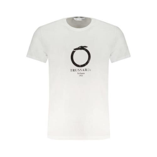 Gedrukt Logo Ronde Hals T-Shirt Trussardi , White , Heren