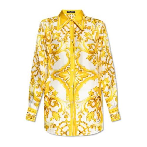 Shirt met 'Majolica' print Dolce & Gabbana , Yellow , Dames