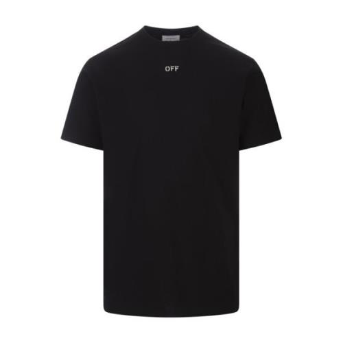 Zwart T-shirt met Wit Logo Off White , Black , Heren