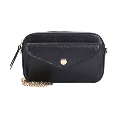 Zwarte Mini Tas GG Leer Gucci , Black , Dames