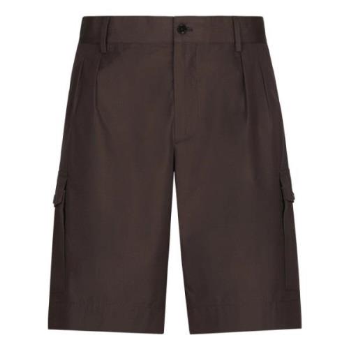 Bruine Katoenen Poplin Bermuda Shorts Dolce & Gabbana , Brown , Heren