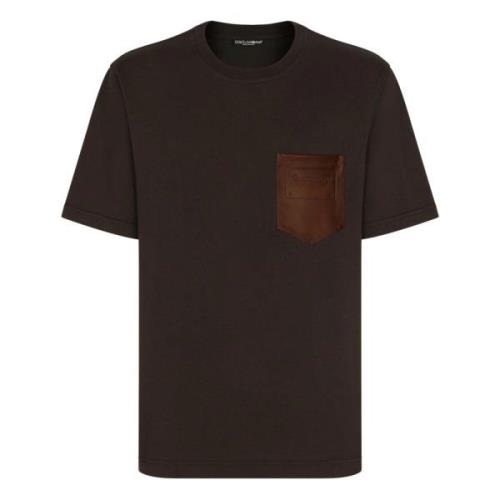 Bruin Leren Zak T-shirts Polos Dolce & Gabbana , Brown , Heren