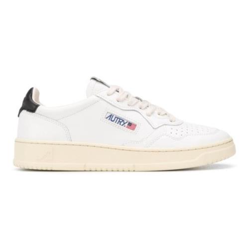 Witte Leren Sneaker met Zwarte Hiel Detail Autry , White , Heren