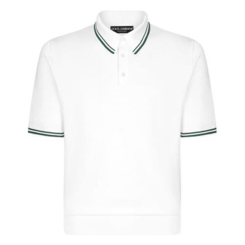 Zijden Polo Shirt Wit Korte Mouwen Dolce & Gabbana , White , Heren