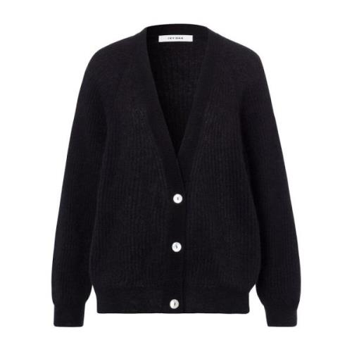 Zachte Alpaca Blend Cardigan met Diepe Halslijn IVY OAK , Black , Dame...