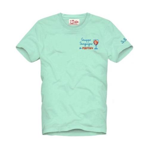 Portofino Geborduurd T-shirt MC2 Saint Barth , Green , Heren