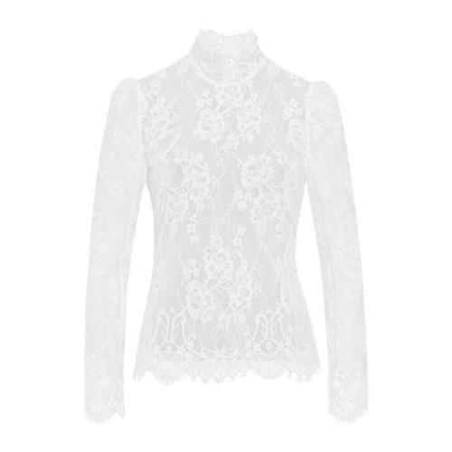 Elegante Kantblouse met Opstaande Kraag IVY OAK , White , Dames