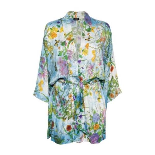 Blauwe Bloemenprint Zijden Top Avant Toi , Multicolor , Dames