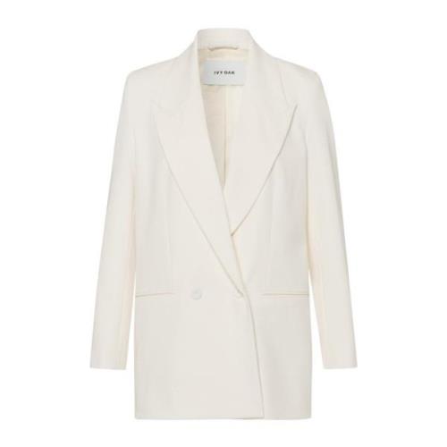 Peak Lapel Tuxedo Blazer Elegant Style IVY OAK , White , Dames