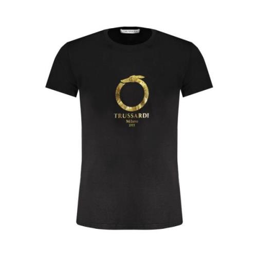 Zwart T-shirt met Logo Print Trussardi , Black , Heren