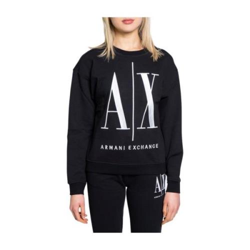 Zwart Bedrukte Sweatshirt Lente/Zomer Vrouwen Armani Exchange , Black ...