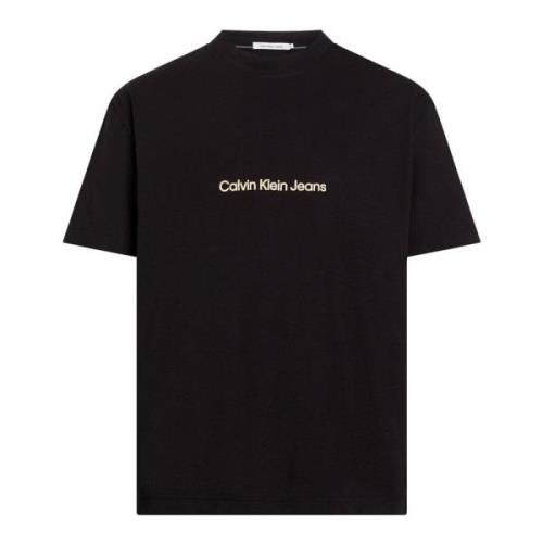 Zwart Bedrukt Ronde Hals T-shirt Calvin Klein Jeans , Black , Heren