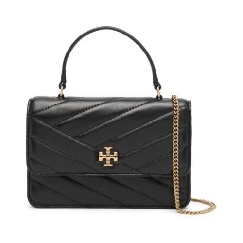 Gestikt Double T Zwarte Schoudertas Tory Burch , Black , Dames