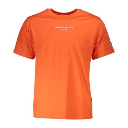 Oranje Katoenen Print T-Shirt North Sails , Orange , Heren