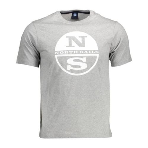 Grijze Katoenen T-Shirt met Print North Sails , Gray , Heren