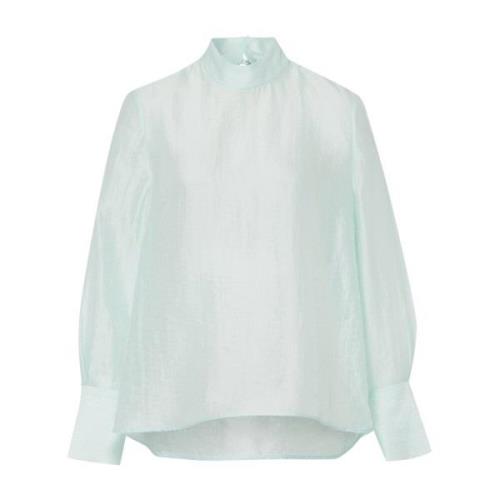 Transparante Organza Blouse met Opstaande Kraag IVY OAK , Blue , Dames