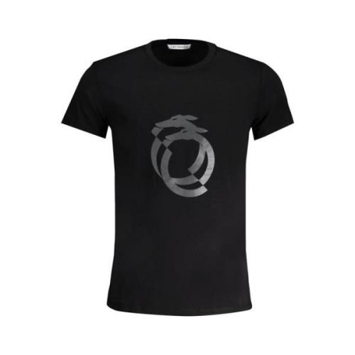 Zwart T-shirt met Print Logo Trussardi , Black , Dames