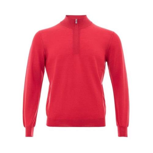 Elegant Wol T-Shirt Gran Sasso , Red , Heren