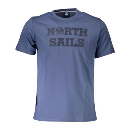 Blauw Katoen Logo Print T-Shirt North Sails , Blue , Heren