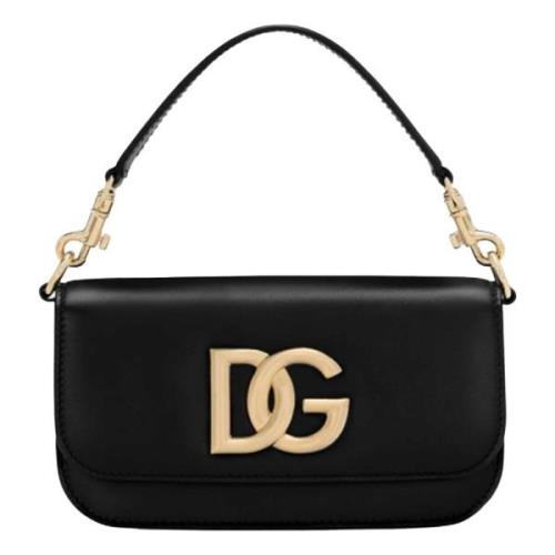 Gouden Ketting Crossbody Tas Dolce & Gabbana , Black , Dames