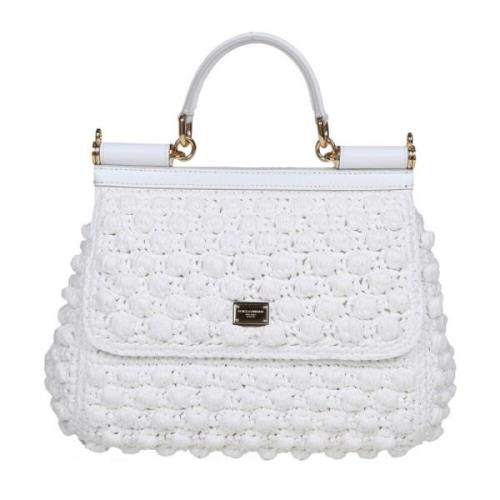 Witte Gehaakte Handtas met Klep Sluiting Dolce & Gabbana , White , Dam...