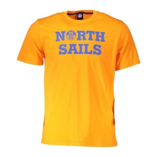Oranje Katoenen T-Shirt met Print North Sails , Orange , Heren