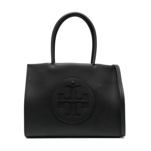 Zwarte Leren Tote Tas Tory Burch , Black , Dames